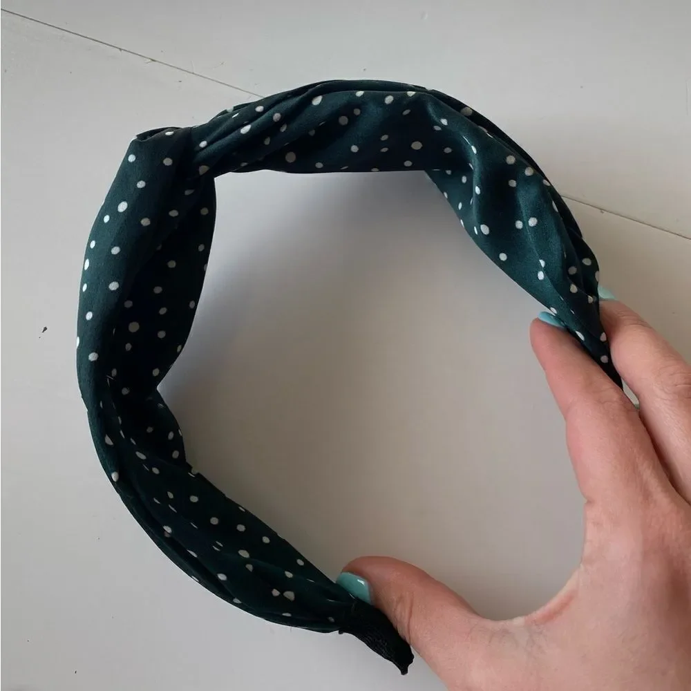 Green Polka Dot Knot Headband